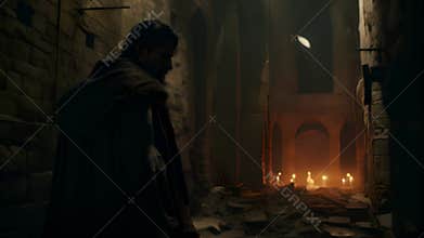 Fantasy medieval background. The concept of medieval history, life and culture. Ai-generated.