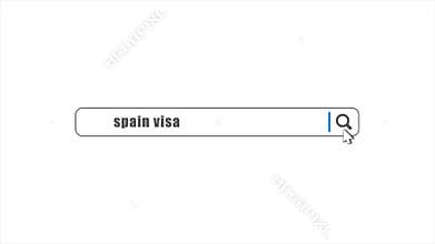 Spain Visa in Search Animation. Internet Browser Searching