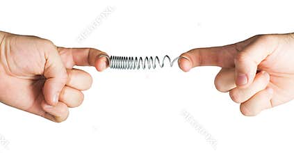 Stretched spring. Resistance and opposition metaphor