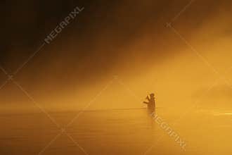 Fly-fishing at sunset