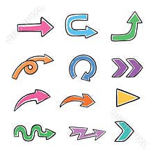 Set of doodle arrows vector illustration