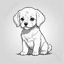 Dog, Coloring Book Page with Dog, Coloring page outline of a cute dog, puppy, clothing print