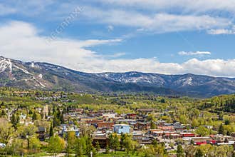 Aerial View of Downtown Steamboat Springs, Colorado