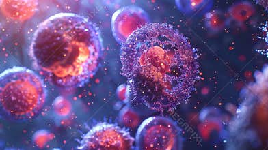An array of cells responding to the newly introduced theutic genes and releasing beneficial proteins