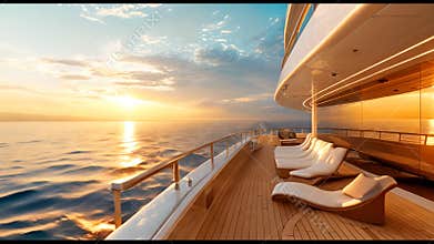 slow motion video of a luxury cruise ship in summer time at sunset. Vacation and relaxation concept