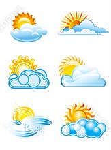 Sun with clouds icons