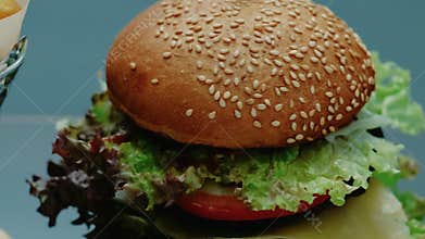 Fast food restaurant junk meal hamburger chips