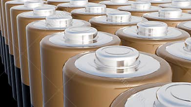 approaching array of batteries production in motion