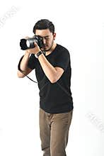 A young photographer busy at work