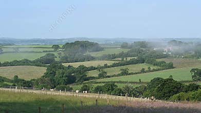 Cornwall rolling hills over farmland