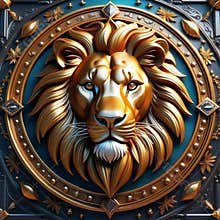 albino lion wearing gold and silver battle armor intricate details with filigree patterns, baroque patterns