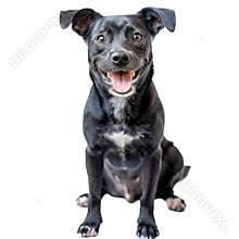 Happy black dog with transparent background