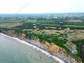 Bunkers and bomb craters at pointe du Hoc, France