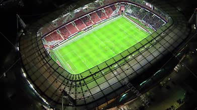 Spectators watch football game of UEFA Champions