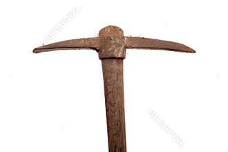 Old pick axe shot over white background