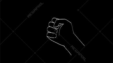 Hand Clenching into Fist Punching Up Drawing 2D Animation 4K