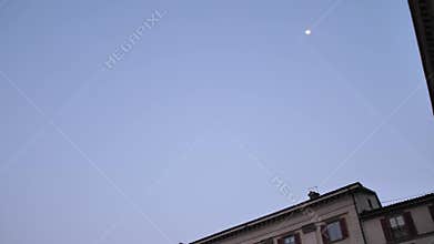 Panoramic view Piazza Vecchia in Bergamo. Library, historic buildings