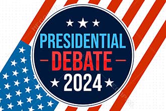 Presidential Election debate 2024 background with American Flag and typography