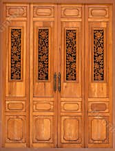 Wooden Door decorated with Floral Wood Carvings