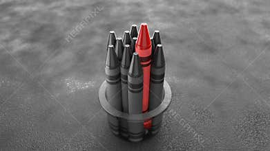 Transformation of a Crayon Standing Out from the Crowd