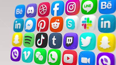 Social Media Animation Background icon Wall Digital Marketing Branding Concept