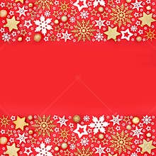 Gold Snowflake Star Bulb Red Festive Christmas Background Border
