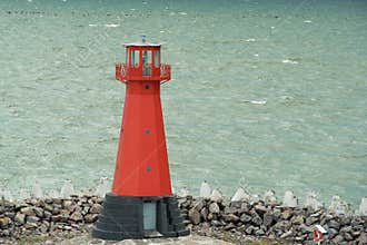Red Lighthouse and green Baltic Sea, Gdansk, Poland