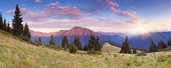 Colorful panorama of mountains