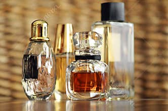 Luxury designer perfume fragrance bottles