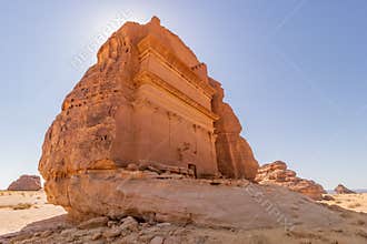 Qasr al Farid (Lonely castle) tomb at Hegra (Mada'in Salih) site near Al Ula, Saudi Arab