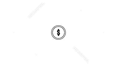 Dollar coin in circular arrow representing financial transaction flow