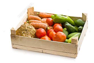 Vegetable in wooden box