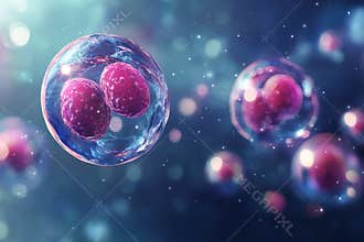 Minimalistic illustration of exosomes on a cosmic background for scientific and educational use