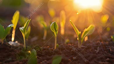 Fresh natural plants macro. Concept of growing healthy food, diet and farming. AI generated.