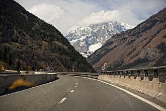 Italian highway to mont blanc