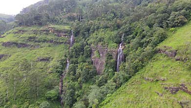 Waterfall in deep forest near Nuwara Eliya in Sri Lanka