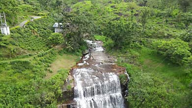 Waterfall in deep forest near Nuwara Eliya in Sri Lanka