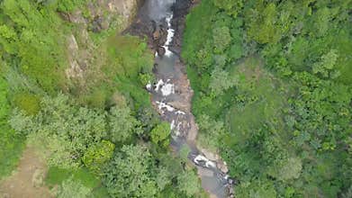 Waterfall in deep forest near Nuwara Eliya in Sri Lanka