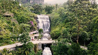 Waterfall in deep forest near Nuwara Eliya in Sri Lanka