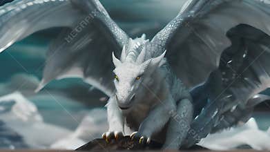 Chinese white dragon. Generative AI