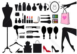 Fashion and beauty, vector set