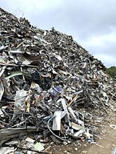 Large Pile of Scrap Aluminum for Recycling