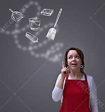 Woman making up a spring cleaning plan