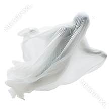 Realistic ghost isolated on a transparent background. Flying white ghost, evoking horror and fear, haunted house concept