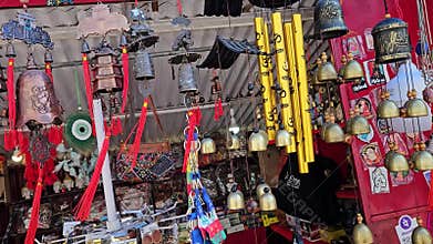 Artistic finds of decorative artifacts adorning a shop in Dharamshala