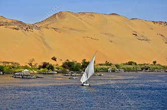 A felucca at The Nile in Aswan, Egypt