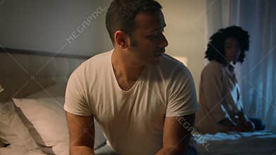 Couple family abortion problem African American man husband sad boyfriend abuse abused anxiety stress upset offended