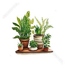 some plants have watercolor illustrations in the background, in the style of artifacts of online culture