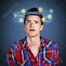 Dizzy person seeing stars