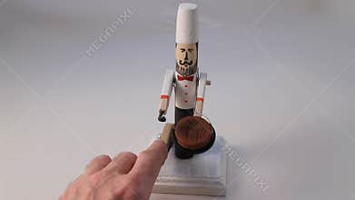 Chef tossing pancakes in a frying pan wooden toy